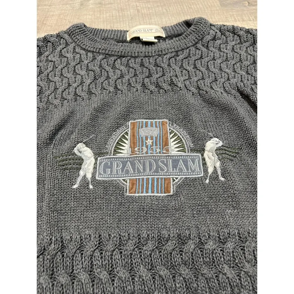 Grand Slam VTG Munsingwear Golf Crew Neck 3D Knit Sweater Mens Large Graphic